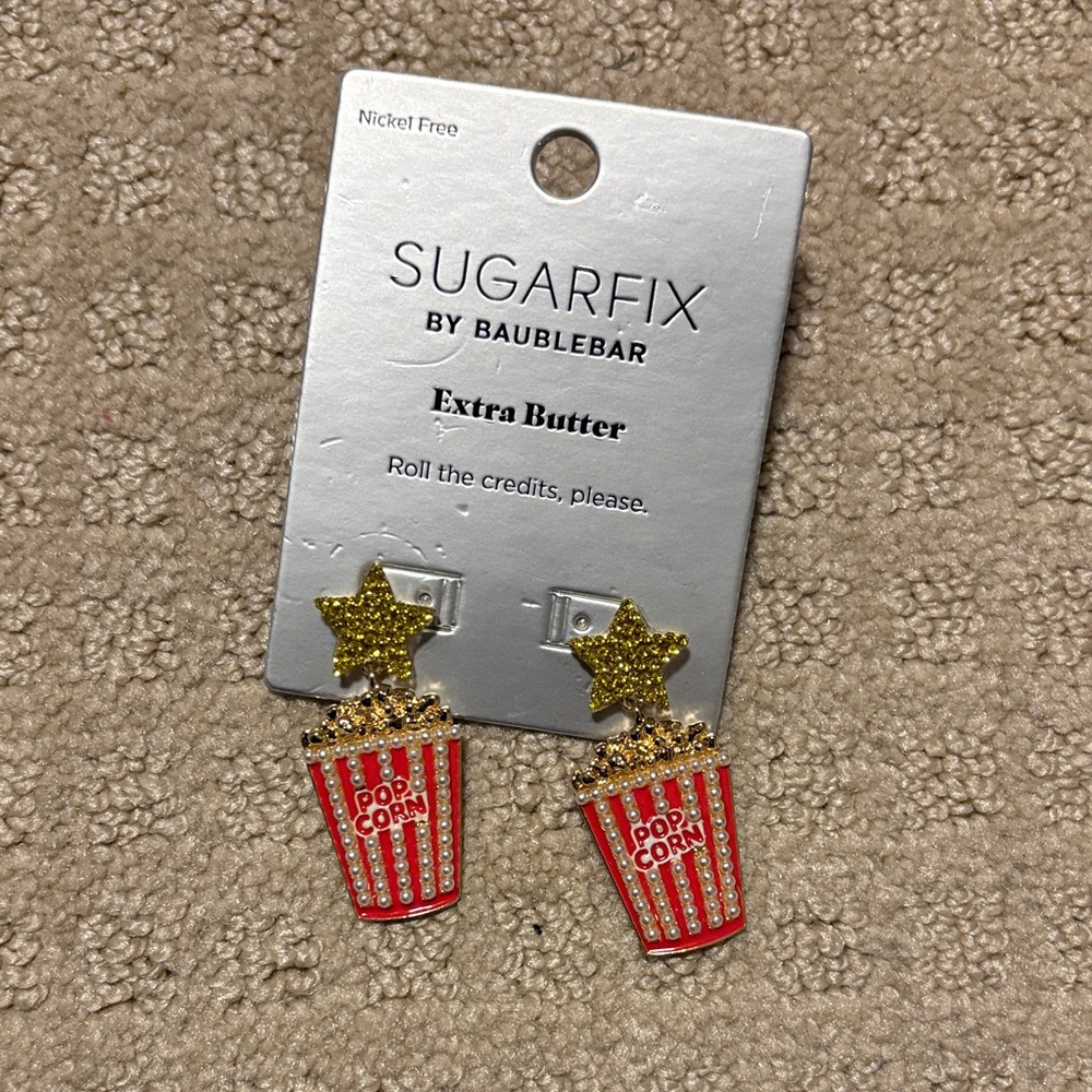 Sugarfix by BaubleBar Popcorn & Star Drop Earrings - Red & Gold
